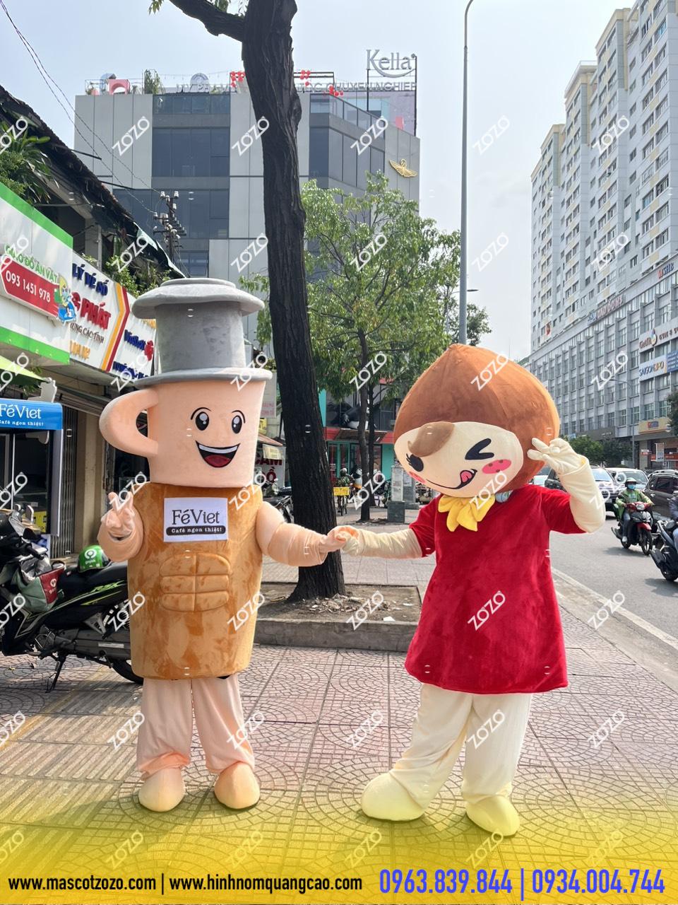 mascot cà phê và thỏ hạt dẻ 2 mascot cà phê và thỏ hạt dẻ 2