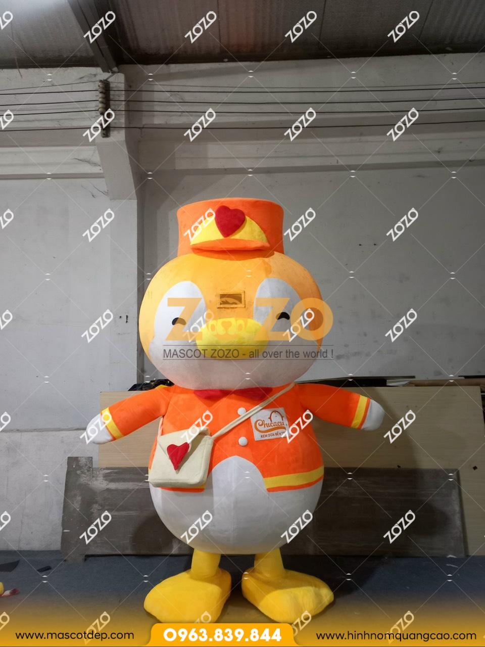 mascot chim cánh cụt cam 1 mascot chim cánh cụt cam 1
